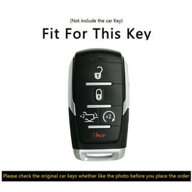 4 5 6 Button Leather Car Smart Key Fob Cover Case Fit for Dodge GMC RAM 1500 2019-2021 (5-Button Brown)