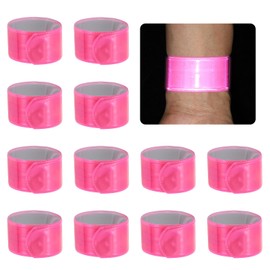 PATIKIL 22cm Reflective Bands, 12pcs Reflective Arm Bands Straps Wrist Reflective Running Gear Safety Reflective Straps Bracelets High Visibility for Night Walking Bicycle, Pink