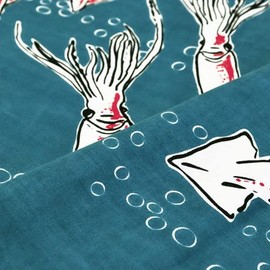 染の安坊 Anbo Tenugui Hand Towel, Sea Squid, 100% Cotton, Made in Japan, 13.8 x 39.4 inches