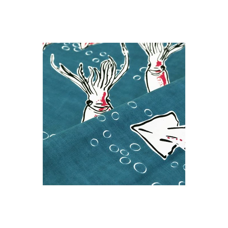 染の安坊 Anbo Tenugui Hand Towel, Sea Squid, 100% Cotton, Made
