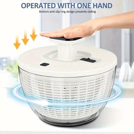 Premium Vegetable Salad Spinner – Perfectly Clean and Dry Fresh Greens. Large 6.3 Qt