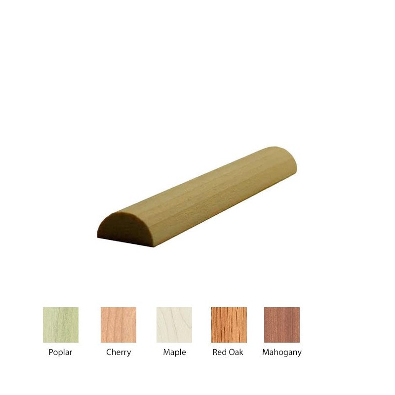 EWHR11 Half Round Moulding Trim, 3/8" x 3/4", Red Oak,
