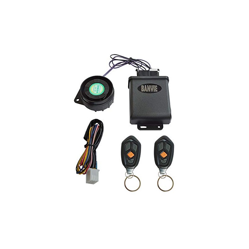 BANVIE Motorcycle Security Alarm System with Remote Start Stop Engine,