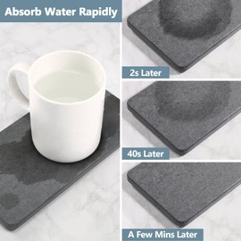 Johamoo Bathroom Sink Vanity Trays, Water Absorbing Diatomite Drying Stone Soap Tray Coasters Sink Caddy for Kitchen Counter, Women’s Gifts for Valentines - Grey (8.66" * 4.34")