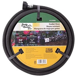Rocky Mountain Goods Soaker Hose - Heavy duty rubber - Saves 70% water - End cap included for additional hose connect - Great for gardens/flower beds - Reinforced fittings (50-Feet by 1/2-Inch)