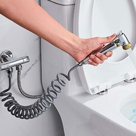 Manguera de ducha PVC Tubos de muelle Manguera de ducha flexible para fontanería de agua Inodoro Bidé pulverizador Baño (Gris)