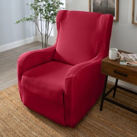 Home Details Stretch Furniture Protector Slipcover, Good for Dog Hair, Dust & Spills, Machine Washable, Arm Chair Burgundy