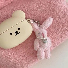 GrandslamEX Rabbit Plush Keychain with Microfiber Cloth Accessory, Korean Charm, Key Ring, Key Holder, Bag Charm, Wallet, Smartphone, Custom, Cute, Stylish, Women's, Adults, Girls, Pair, Rabbit Heart,