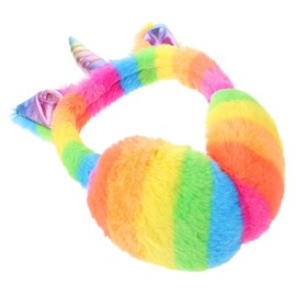 Healifty Cute Rainbow Unicorn Earmuffs Foldable Warm Comfortable Outdoor Winter Ear Warmers Rainbow Winter Ear Cover for Women Kids Girls