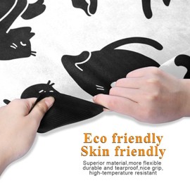 GOODOLD Yoga Black Cats Yoga Mat, 71 x 26 Inch Non-slip Yoga Mats Folding Travel Exercise Mat Indoor Outdoor Gym Pilates with Storage Bag for Women Men