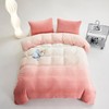 CLOTHKNOW Pink Velvet Queen Comforter Set 3Pcs Pink White Bedding