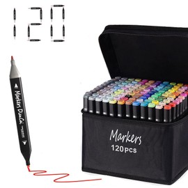 wyewye Alcohol Markers set 120 colors,Painting Pens for Artists,Dual Tip Permanent Art Marker for Kids,Drawing Art Pens for Adults,Sketch Marker for Drawing Journal Note Doodle