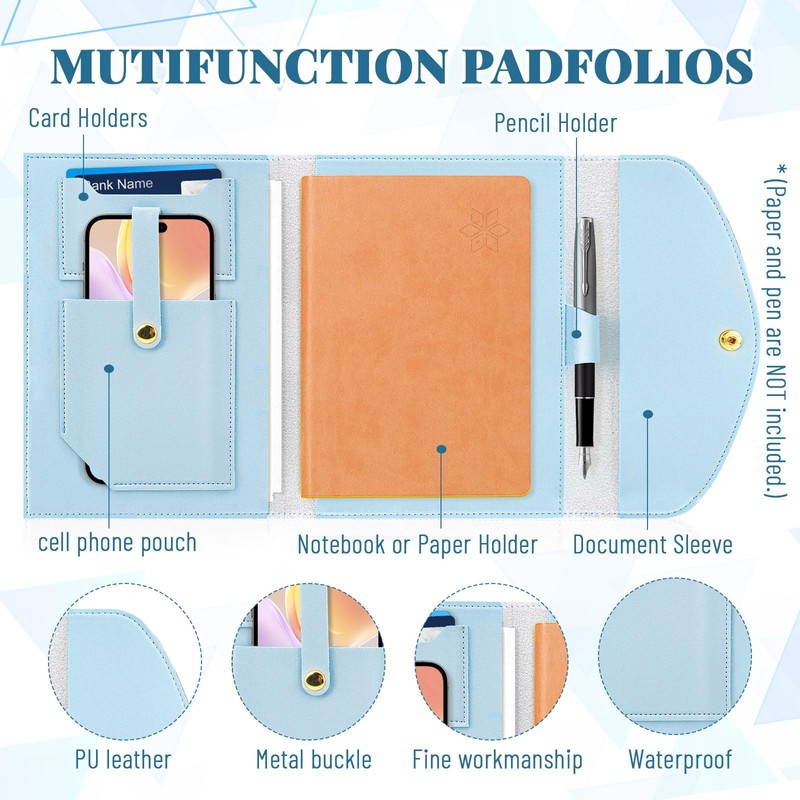 Rocketbook Fusion Cover, Blue Business Notebook Organizer, Refillable Rocketbook Case,