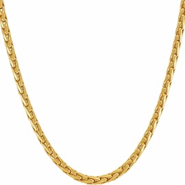 LIFETIME JEWELRY Weave Chain Necklace for Women and Men 24k Real Gold Plated (20 inches, 3mm)