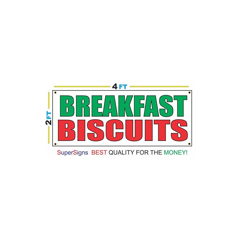 Breakfast Biscuits 2x4 Red White Green Banner Sign