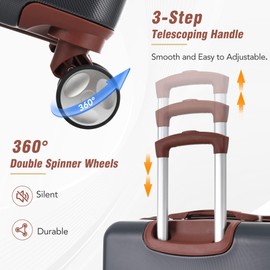 Merax 20”+24”+28” Luggage and Cosmetic Set of 4, Hard Shell Luggage Sets with Double Spinner Wheels and TSA Lock, 4 Piece Lightweight Suitcase Set, Black