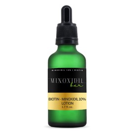 Loción estimulante para cabello, barba y cejas, enriquecida con biotina, UNISEX - al 10%, presentación de 50 ml por botellas, incluye gotero