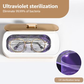 HOvicative Ultrasonic Retainer Cleaner, 45kHz Ultrasonic Denture Cleaner Machine with UV-Light, Portable Ultrasonic Cleaner for Aligner, Mouthguard,Ultrasonic UV Cleaner Machine for Dentures, Aligner - White