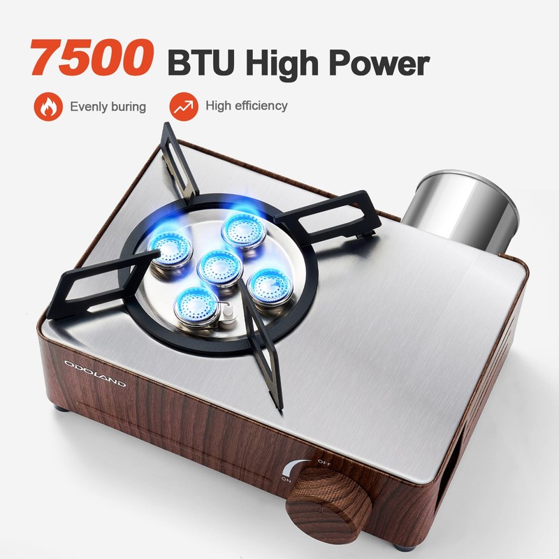 Odoland 7500BTU Camping Butane Stove with Compact Carry Case, CSA