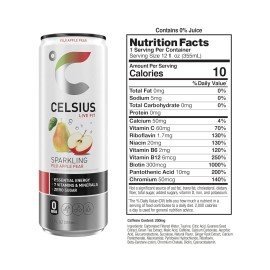 Celsius Energy Drink Sparkling Apple Pear 12.0 oz (Pack of 12)