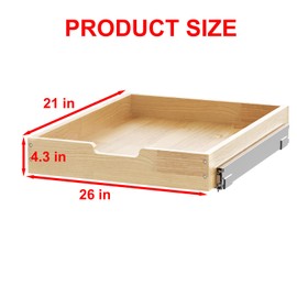 Sikarou Wood Pull Out Cabinet Organizer 26" W x 21" D, Heavy-Duty Sliding Drawers for Inside Cabinets Storage and Organization for Kitchen, Pantry, Bathroom