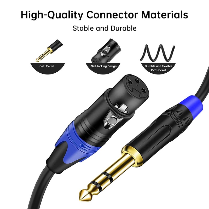 XLR to 1/4 TRS Stereo Adapter,XLR Female to 1/4 Inch