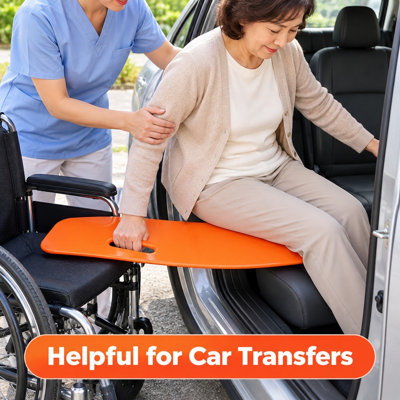Curved Patient Transfer Board with Anti-Slip Back, Hand Grip and