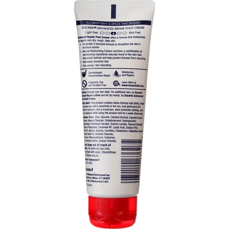 Eucerin Dry Skin Therapy Foot Creme, Plus Intensive Repair, 3-Ounce