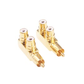 RFaha 2pcs RCA Male to Dual RCA Female Connector Adapter AV Splitter for Audio Video(F91-2)