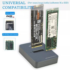 RIITOP M.2 to USB Docking Station,NVMe to USB C Reader Adapter for M Key, B+M Key SSD