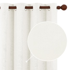Deconovo 100% Blackout Curtains, Faux Linen Grommet Thermal Insulated Drapes, 42" W x 96" L, White, Set of 2, Room Darkening Noise Reducing Window Panels for Bedroom