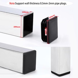 Zaky Lamellar Plugs for Rectangular Pipe, 200 x 100 mm, Pipe Cover, Made of High-Quality Polyethylene Plastic Plugs, End Plugs, Caps Sliders, Pipe Plugs, Rectangular, Pack of 2