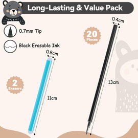 DazSpirit Pack of 20 Erasable Refills - Compatible with Legami, 0.7 mm Pens, Erasable Gel Pen Refill, Erasable Pen Refills, Gift Idea for School, Office, Children & Teachers (Black)