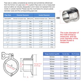 LOZOME 2" Sanitary Tri Clamp Tri Clover Fittings To NPT 1-1/2" Hex Male Thread Adaptor 304 Stainless Steel