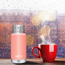 Milton Insulated Water Bottle 5.4 oz (160 ml) Stainless Steel Double Walled Vacuum Flask Hot and Cold Drinks, Leak-Proof Simple Screw Lid, Office, Gym, Elfin 160 Peach