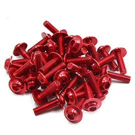 AUTUT Red Painted Motorcycle Fairing Fastener Hexagon Bolts Screws M6 Thread, Pack of 40