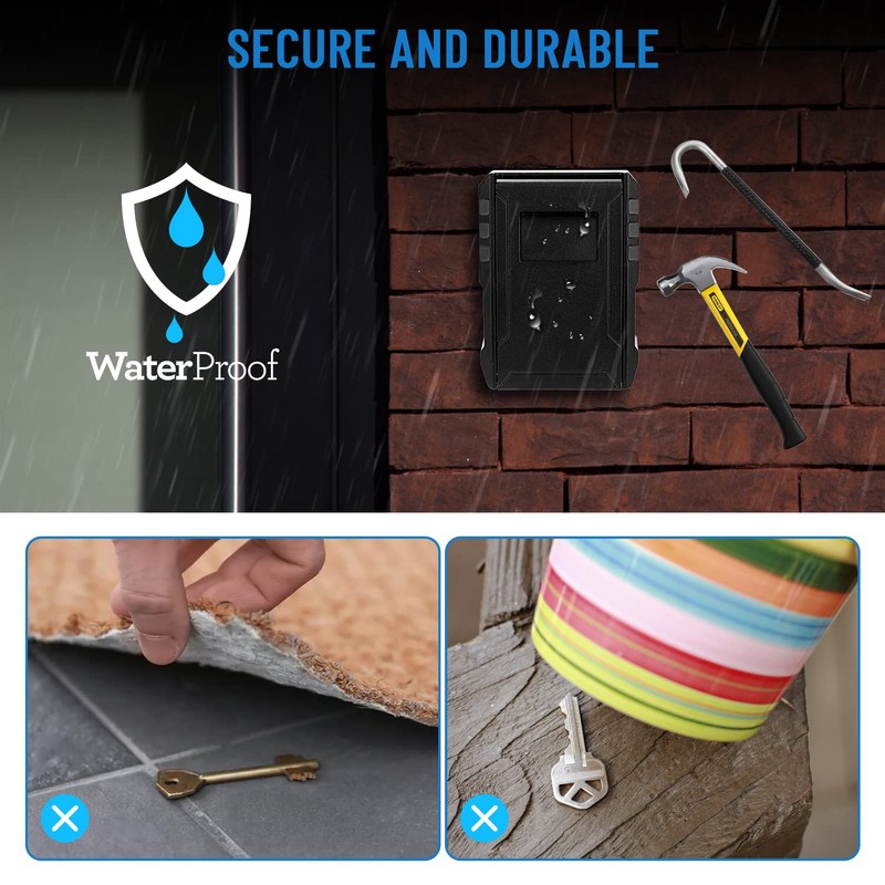 NEWIROVE Large Key Safe Wall Mounted Key Cabinet with Combination