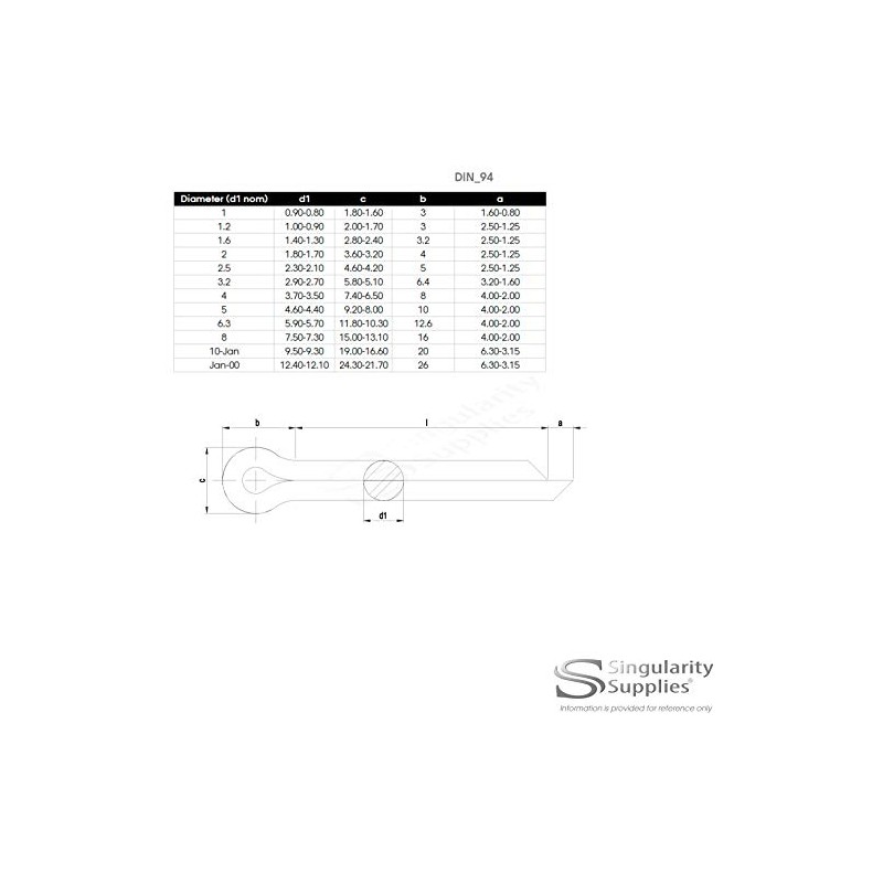 M1.2 (1.2mm x 10mm) Split Cotter Pin - Stainless Steel