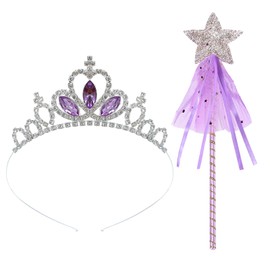 Prinzessin Krone Mädchen, Kinder Kristall Krone Fee Wand Prinzessin Dress up Haarschmuck Mädchen Haarzubehör Geburtstag Tiara Geschenk für Mädchen 3-12 Jahre (Lila)