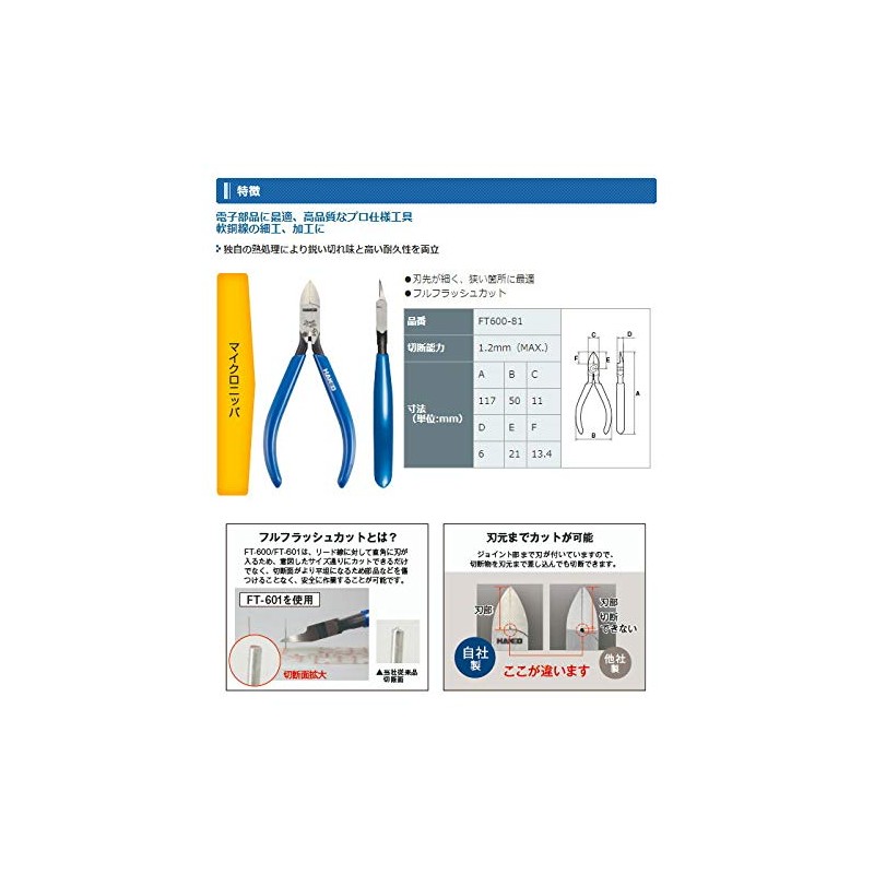 Micro Nippers FT-600 4.6 inches (117 mm) FT600-81