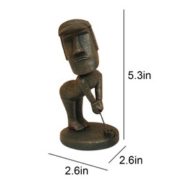 CRCAH CRCAH Moai Statue Decor - 6 Inch Easter Island Oranment Resin Stone Decoration for Room Accessories Antique Sculpture for Office Desktop (Play Golf)