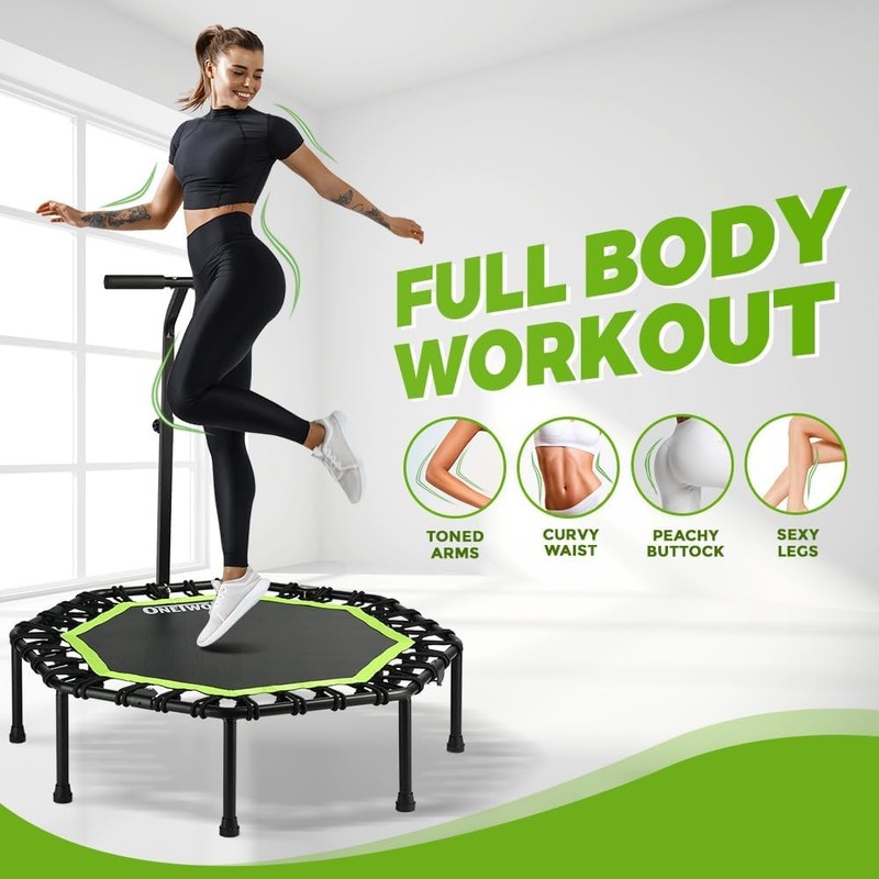 ONETWOFIT Foldable Rebounder Trampoline for Adults, 40/42/45” Mini Fitness Trampoline