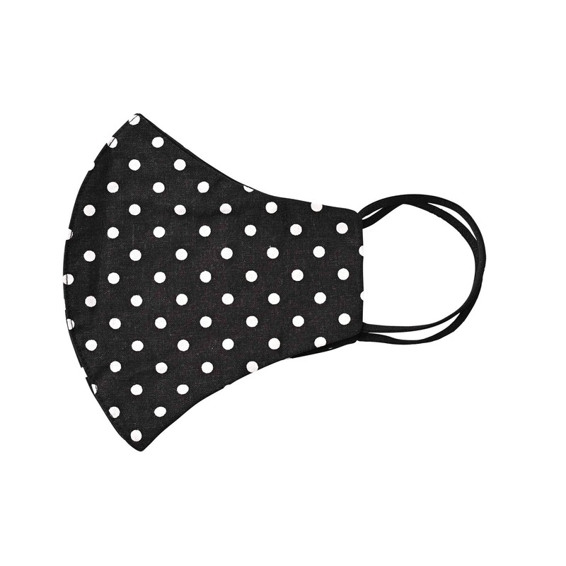 [ジェニファー] 【マスク５枚 + 高機能３層フィルター５枚入】ポケット付き ２層 立体構造 コットンマスク 洗える 個包装 (黒（水玉）)