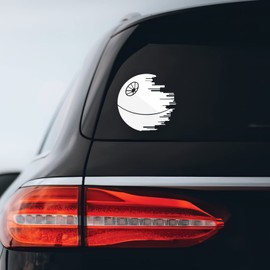 Death Star Silhouette Sticker Decal Notebook Car Laptop 5.5" x 5.5" (White)