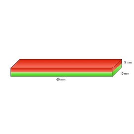 magnets4you - Quadermagnet aus Neodym | 60x15x5mm | Beschichtung: Nickel N40 |Haftkraft ca. 11,7 kg | Supermagnet für Werkstatt, Experimente oder zum Basteln
