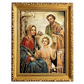 Gigi's Classy Kids 9" X 11" Holy Family Cushioned Tapestry Picture Frame Wall Art Familia Sagrada Cuadro Tela