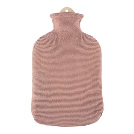 Sanger 2.0 Liter hot Water Bottle with Knitted Dusky Pink Cotton Cover