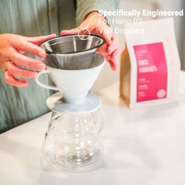 Quell Reusable Coffee Filter for Hario V60-02 Pour Over Drippers : Stainless Steel Wave Alternative for Sustainable Brewing