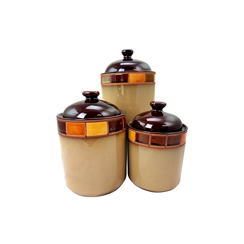Casa Estebana 3 Piece Stoneware Storage Canister Container Jar Set