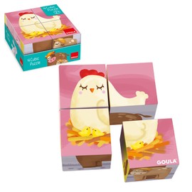 GOULA 53467 Animals Puzzle 4 Cubic, Stackable, for Children from 2 Years, Colourful